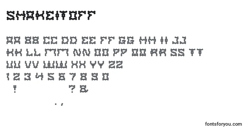 Czcionka ShakeItOff (74729) – alfabet, cyfry, specjalne znaki