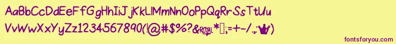 ProperPrincess Font – Purple Fonts on Yellow Background