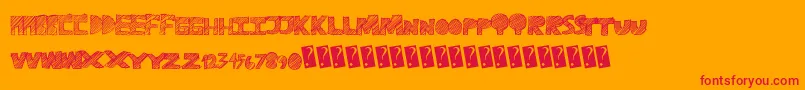 Ravetime-Schriftart – Rote Schriften auf orangefarbenem Hintergrund