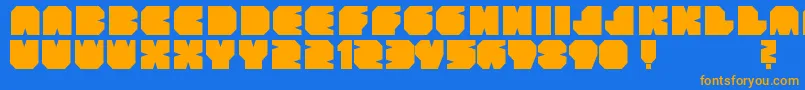 フォントBoodasSubtract – オレンジ色の文字が青い背景にあります。