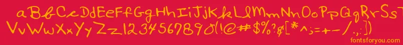 Lehn017-Schriftart – Orangefarbene Schriften auf rotem Hintergrund