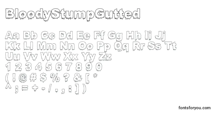 Schriftart BloodyStumpGutted – Alphabet, Zahlen, spezielle Symbole