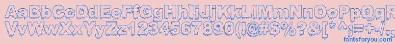 BloodyStumpGutted Font – Blue Fonts on Pink Background