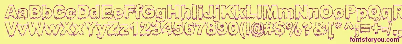 BloodyStumpGutted Font – Purple Fonts on Yellow Background