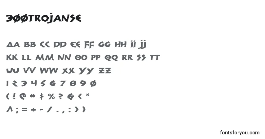 Czcionka 300trojanse – alfabet, cyfry, specjalne znaki