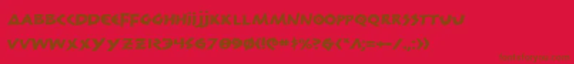 300trojanse-Schriftart – Braune Schriften auf rotem Hintergrund