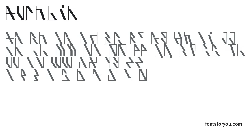 A fonte Aufblik – alfabeto, números, caracteres especiais