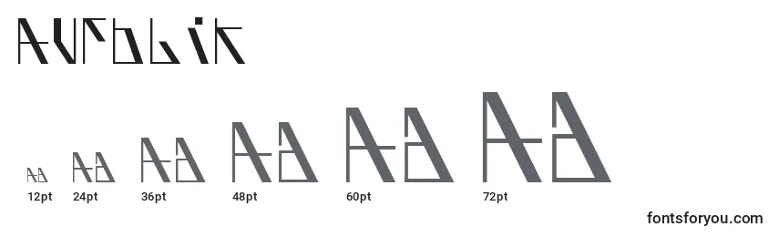 Размеры шрифта Aufblik