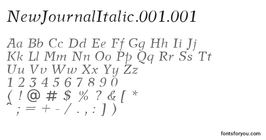 Czcionka NewJournalItalic.001.001 – alfabet, cyfry, specjalne znaki