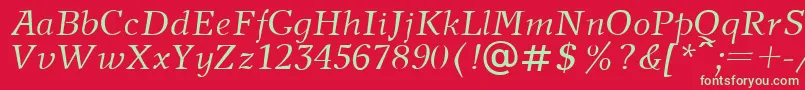 フォントNewJournalItalic.001.001 – 赤い背景に緑の文字