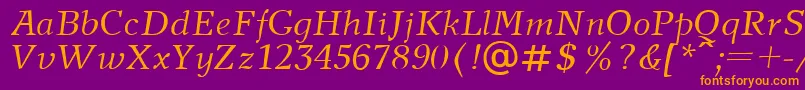 NewJournalItalic.001.001 Font – Orange Fonts on Purple Background