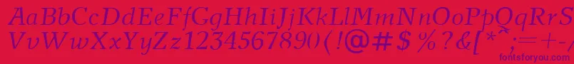 NewJournalItalic.001.001 Font – Purple Fonts on Red Background