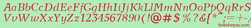 Fonte NewJournalItalic.001.001 – fontes vermelhas em um fundo verde