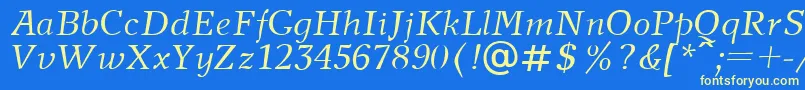 NewJournalItalic.001.001 Font – Yellow Fonts on Blue Background