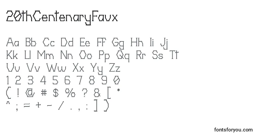 Czcionka 20thCentenaryFaux – alfabet, cyfry, specjalne znaki