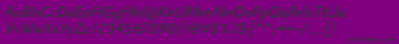 Więcej informacji o czcionce HighlanderItcBookItalic Czcionka HighlanderItcBookItalic – czarne czcionki na fioletowym tle