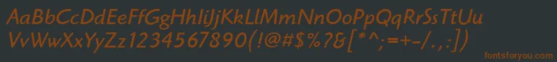 Шрифт HighlanderItcBookItalic – коричневые шрифты на чёрном фоне