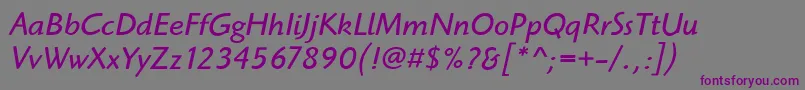Шрифт HighlanderItcBookItalic – фиолетовые шрифты на сером фоне