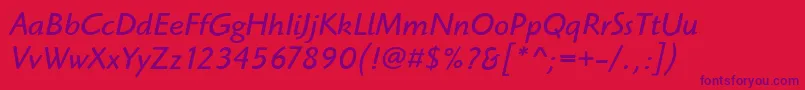 フォントHighlanderItcBookItalic – 赤い背景に紫のフォント