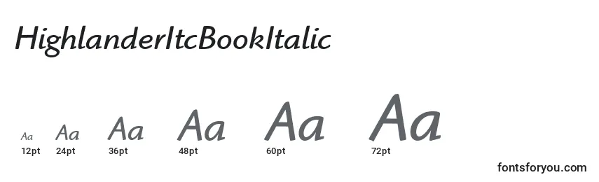 HighlanderItcBookItalic Font Sizes