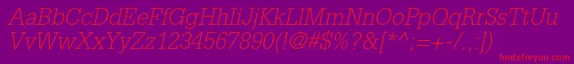 GlyphaltstdLightoblique Font – Red Fonts on Purple Background