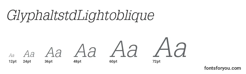 Размеры шрифта GlyphaltstdLightoblique