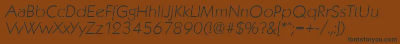 KoblenzserialXlightItalic-fontti – mustat fontit ruskealla taustalla