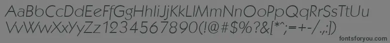 KoblenzserialXlightItalic-Schriftart – Schwarze Schriften auf grauem Hintergrund