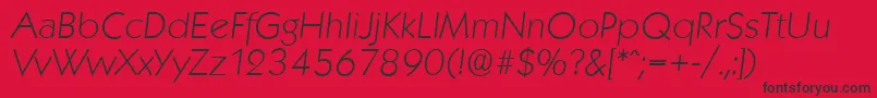 KoblenzserialXlightItalic-fontti – mustat fontit punaisella taustalla