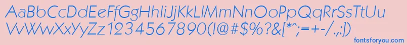 KoblenzserialXlightItalic Font – Blue Fonts on Pink Background