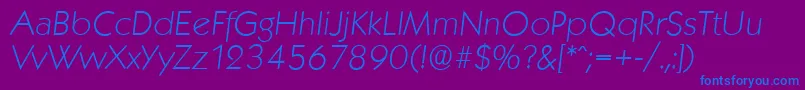 Шрифт KoblenzserialXlightItalic – синие шрифты на фиолетовом фоне