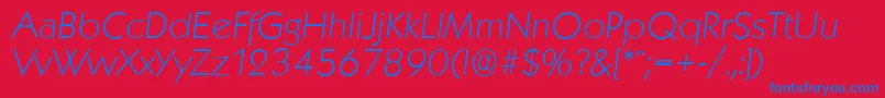 Czcionka KoblenzserialXlightItalic – niebieskie czcionki na czerwonym tle