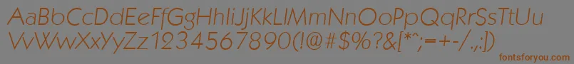 Шрифт KoblenzserialXlightItalic – коричневые шрифты на сером фоне
