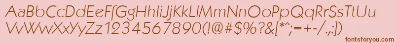 Czcionka KoblenzserialXlightItalic – brązowe czcionki na różowym tle
