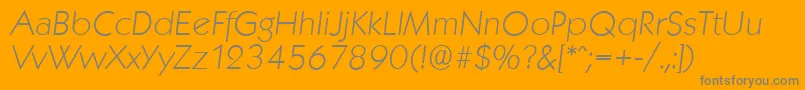 KoblenzserialXlightItalic-fontti – harmaat kirjasimet oranssilla taustalla
