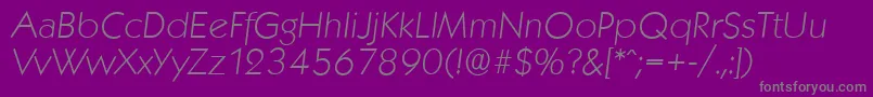 フォントKoblenzserialXlightItalic – 紫の背景に灰色の文字