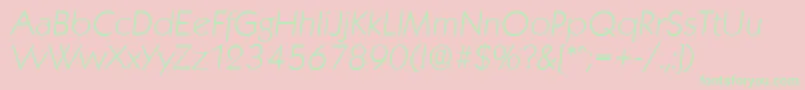 Fonte KoblenzserialXlightItalic – fontes verdes em um fundo rosa