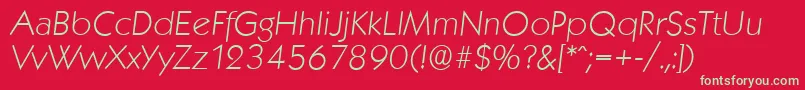 KoblenzserialXlightItalic-fontti – vihreät fontit punaisella taustalla