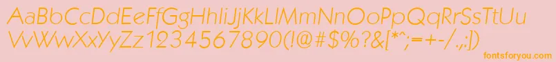 Fonte KoblenzserialXlightItalic – fontes laranjas em um fundo rosa