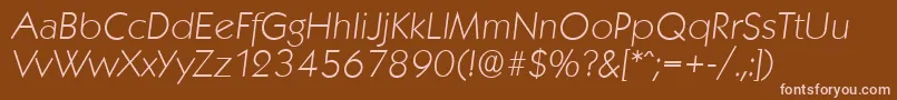 KoblenzserialXlightItalic-fontti – vaaleanpunaiset fontit ruskealla taustalla