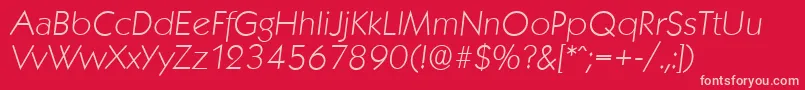 KoblenzserialXlightItalic-fontti – vaaleanpunaiset fontit punaisella taustalla
