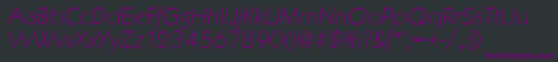 Шрифт KoblenzserialXlightItalic – фиолетовые шрифты на чёрном фоне