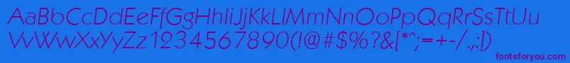 KoblenzserialXlightItalic Font – Purple Fonts on Blue Background