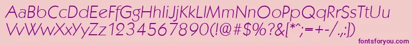 KoblenzserialXlightItalic-fontti – violetit fontit vaaleanpunaisella taustalla
