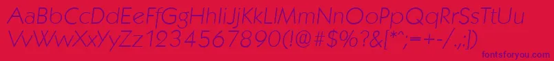 KoblenzserialXlightItalic-Schriftart – Violette Schriften auf rotem Hintergrund