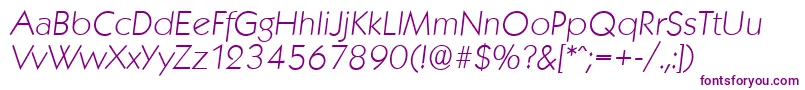 KoblenzserialXlightItalic-fontti – violetit fontit valkoisella taustalla