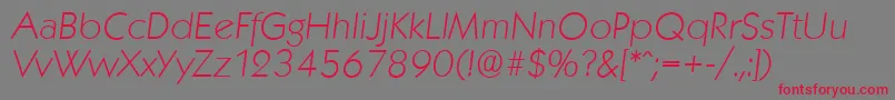 Шрифт KoblenzserialXlightItalic – красные шрифты на сером фоне