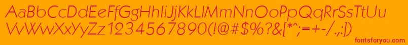 Czcionka KoblenzserialXlightItalic – czerwone czcionki na pomarańczowym tle