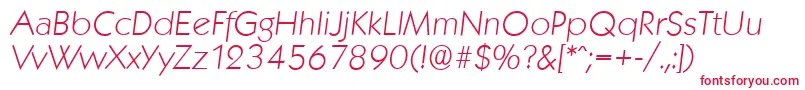 KoblenzserialXlightItalic-fontti – punaiset fontit valkoisella taustalla