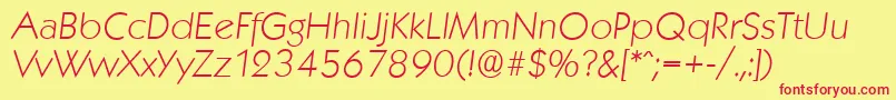 KoblenzserialXlightItalic-fontti – punaiset fontit keltaisella taustalla